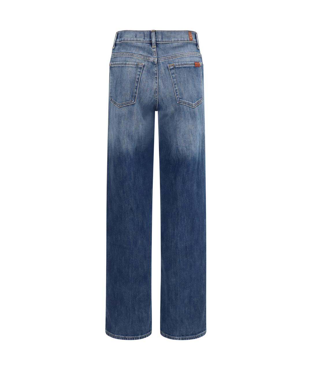 7 FOR ALL MANKIND Синие хлопковые прямые джинсы, фото 2