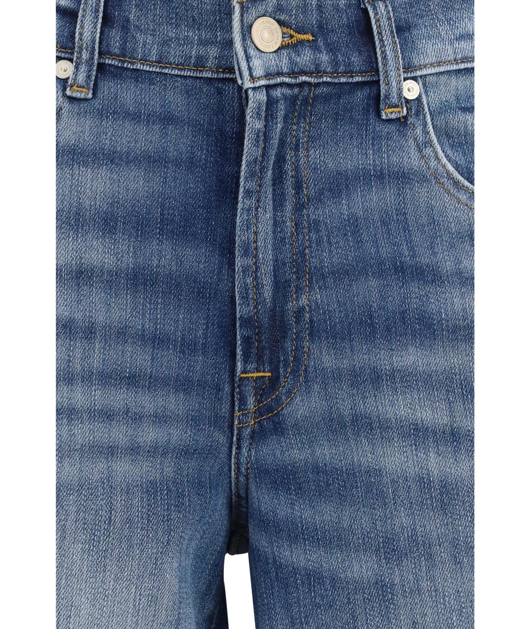 7 FOR ALL MANKIND Синие хлопковые прямые джинсы, фото 3