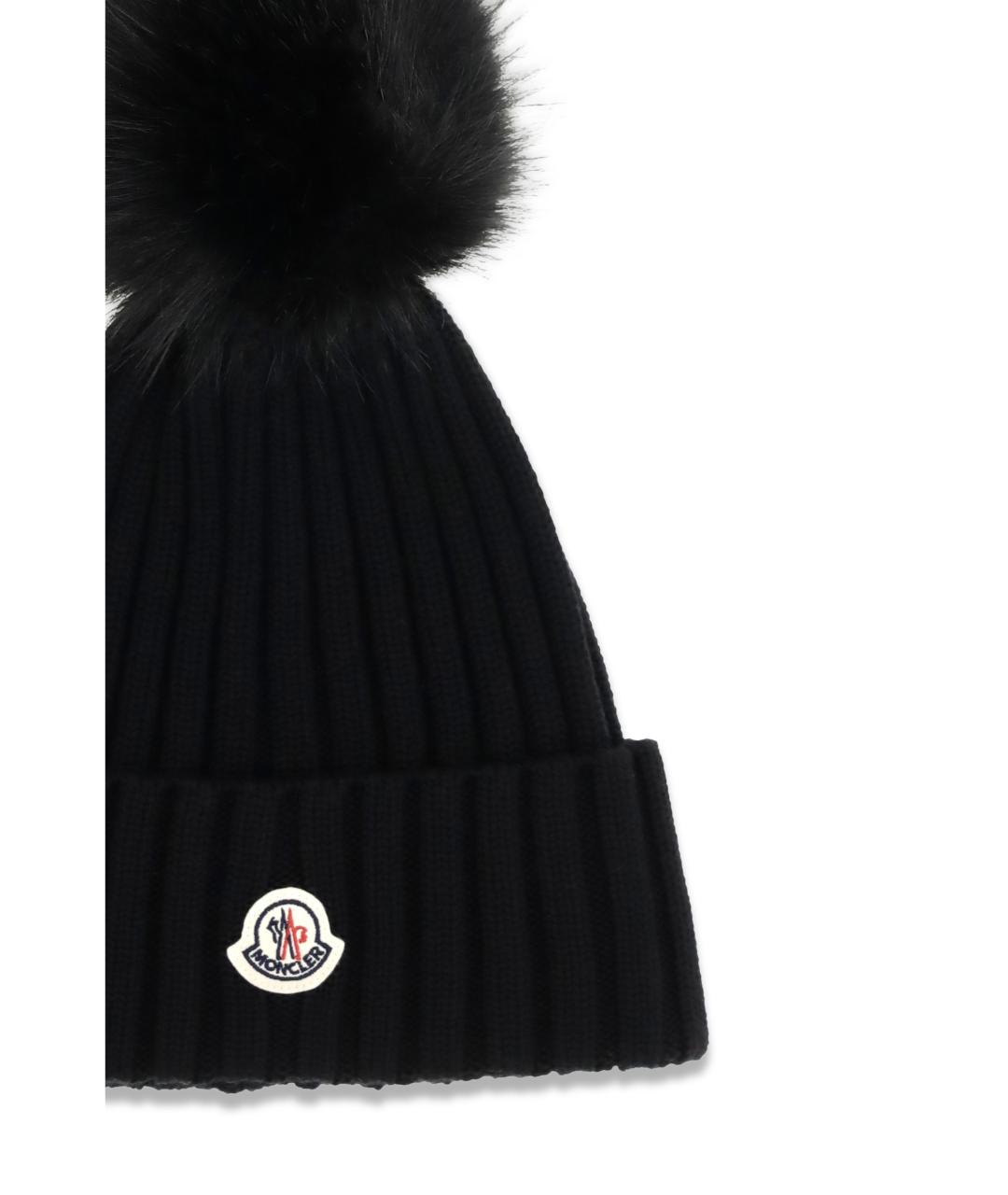 MONCLER Черная шерстяная шапка, фото 3