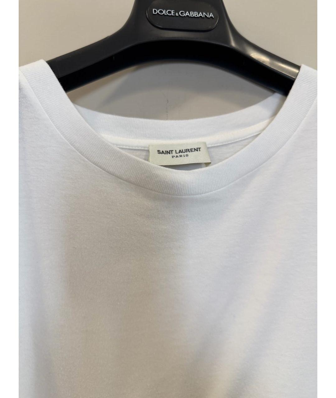 SAINT LAURENT Белая хлопковая футболка, фото 2