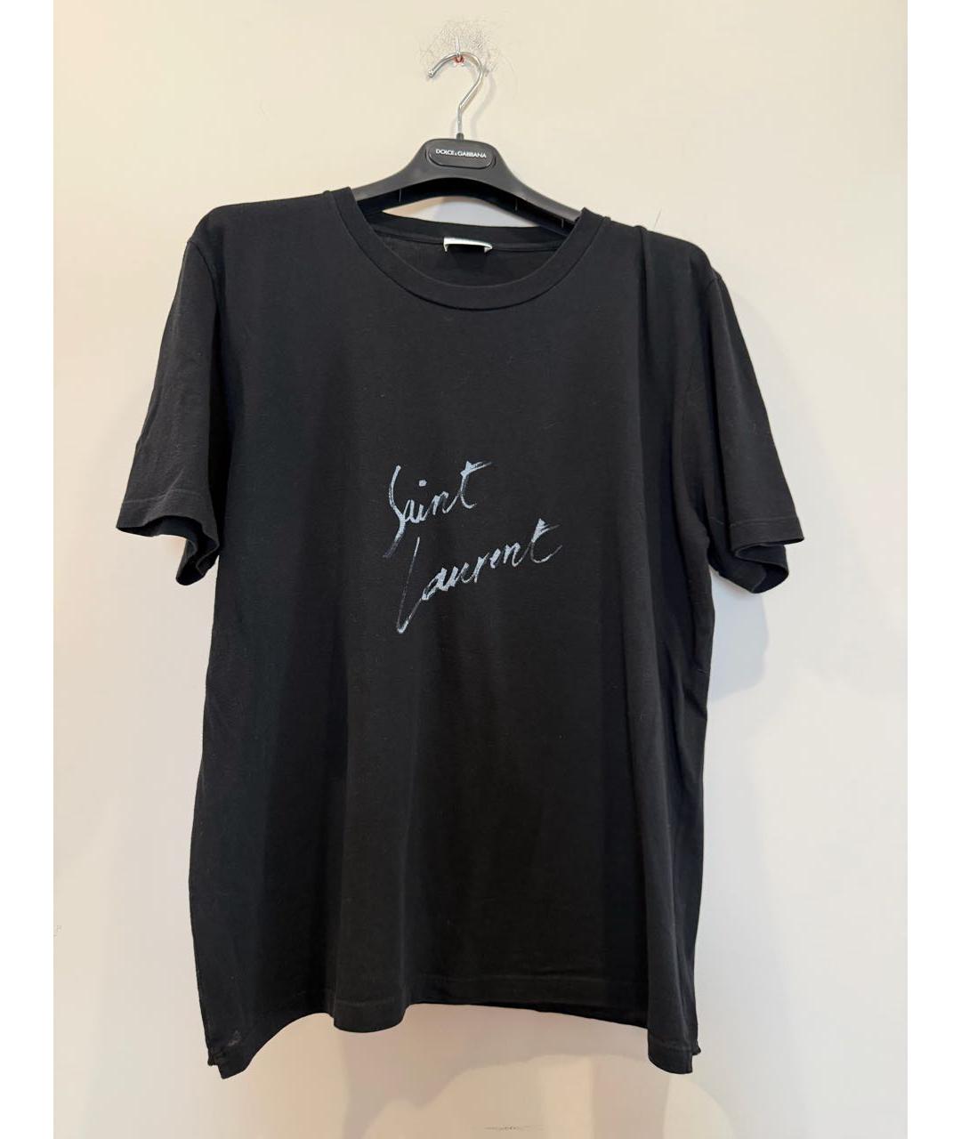 SAINT LAURENT Черная хлопковая футболка, фото 4