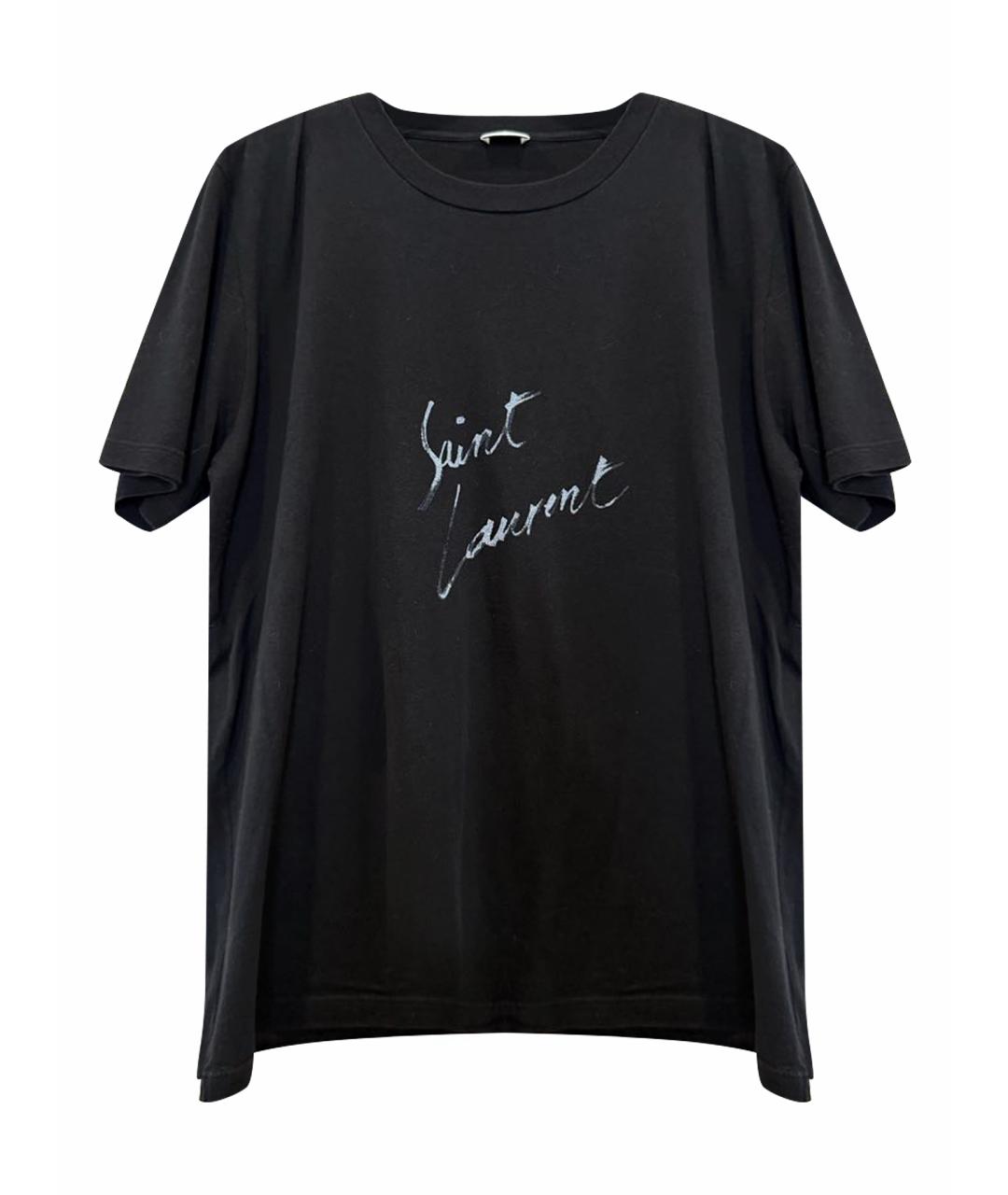 SAINT LAURENT Черная хлопковая футболка, фото 1