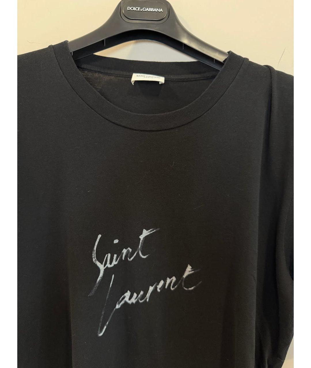 SAINT LAURENT Черная хлопковая футболка, фото 2