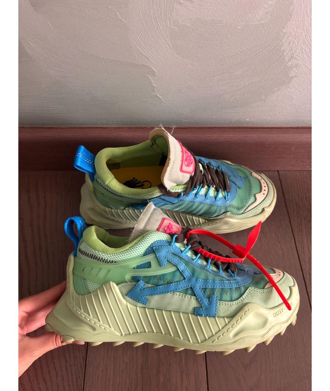 OFF-WHITE Зеленые текстильные кроссовки, фото 5