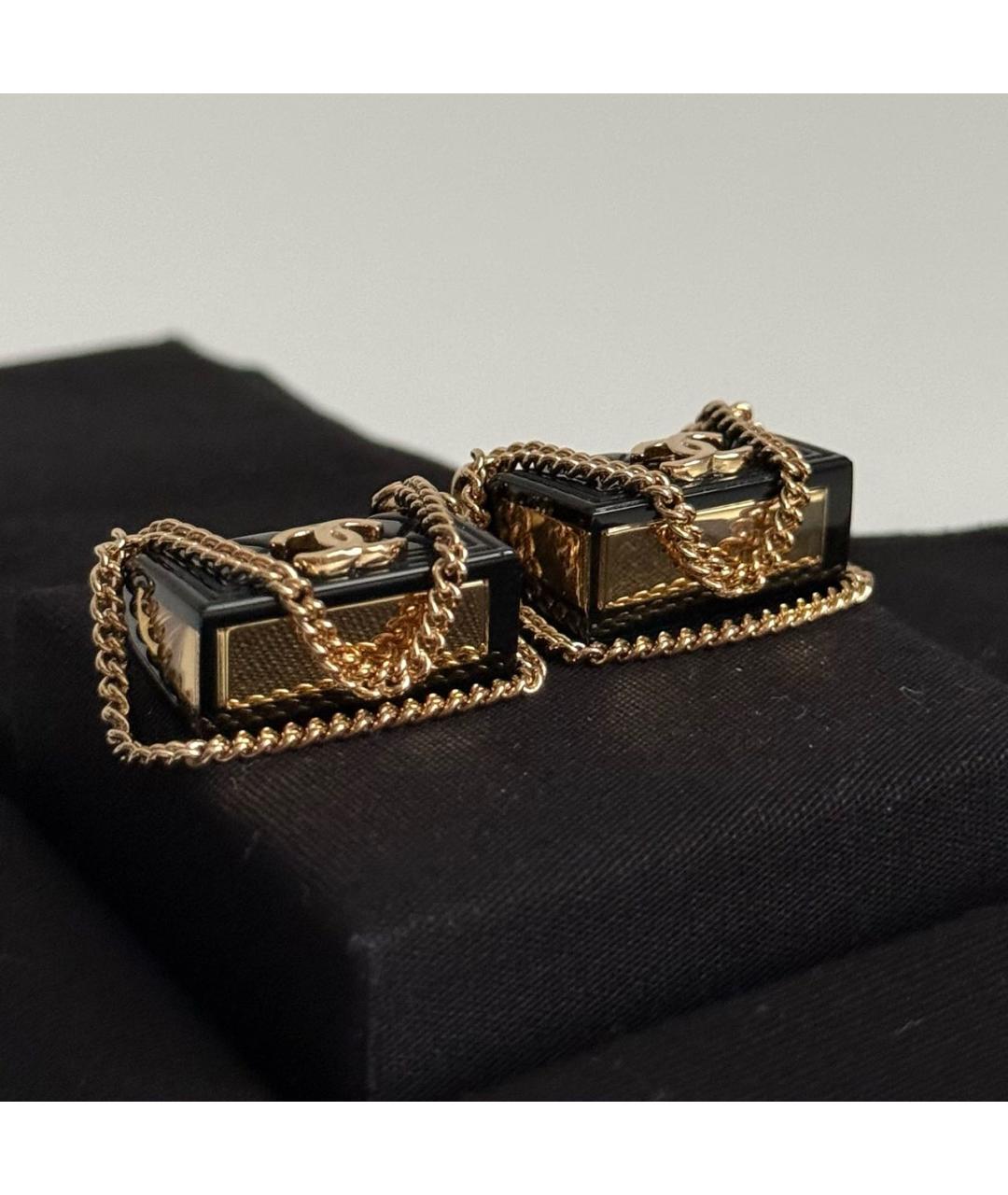 CHANEL Черные пластиковые серьги, фото 6