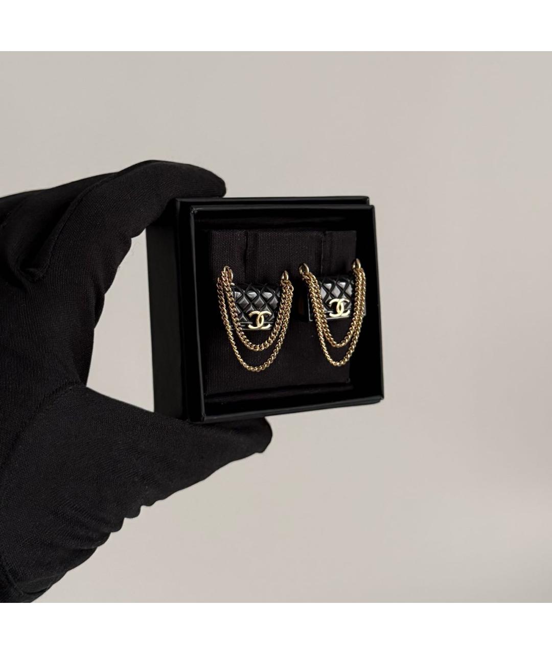 CHANEL Черные пластиковые серьги, фото 5
