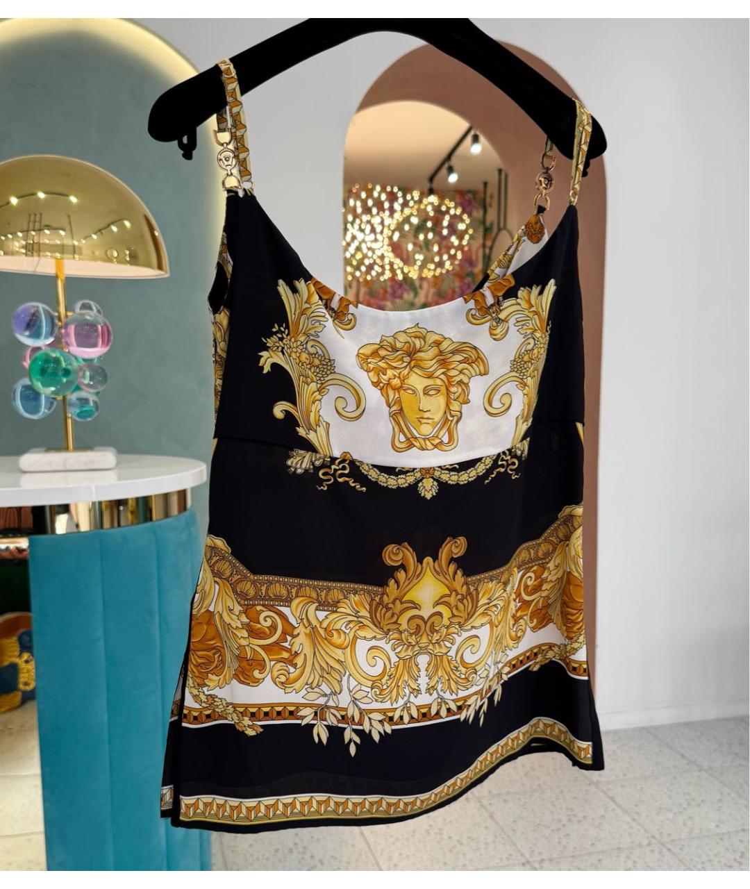 VERSACE Золотая шелковая майка, фото 3