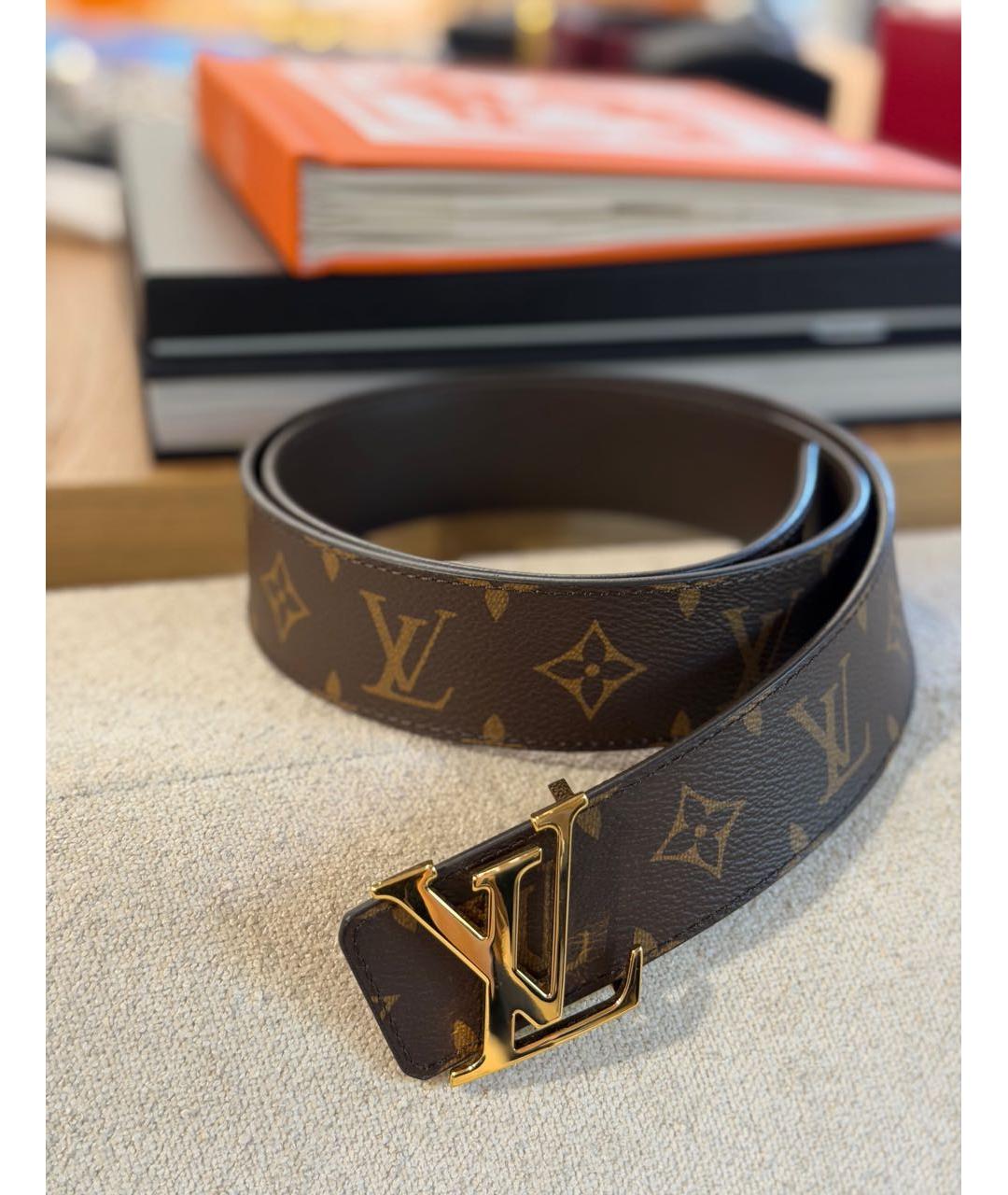 LOUIS VUITTON Коричневый кожаный ремень, фото 3