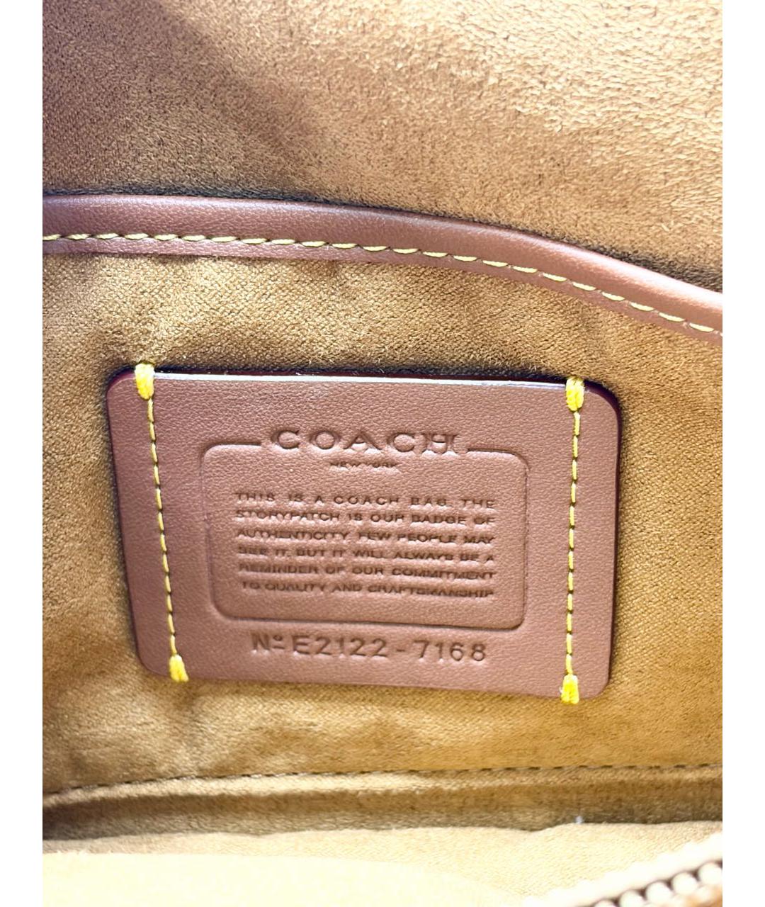 COACH Бежевая кожаная сумка через плечо, фото 6
