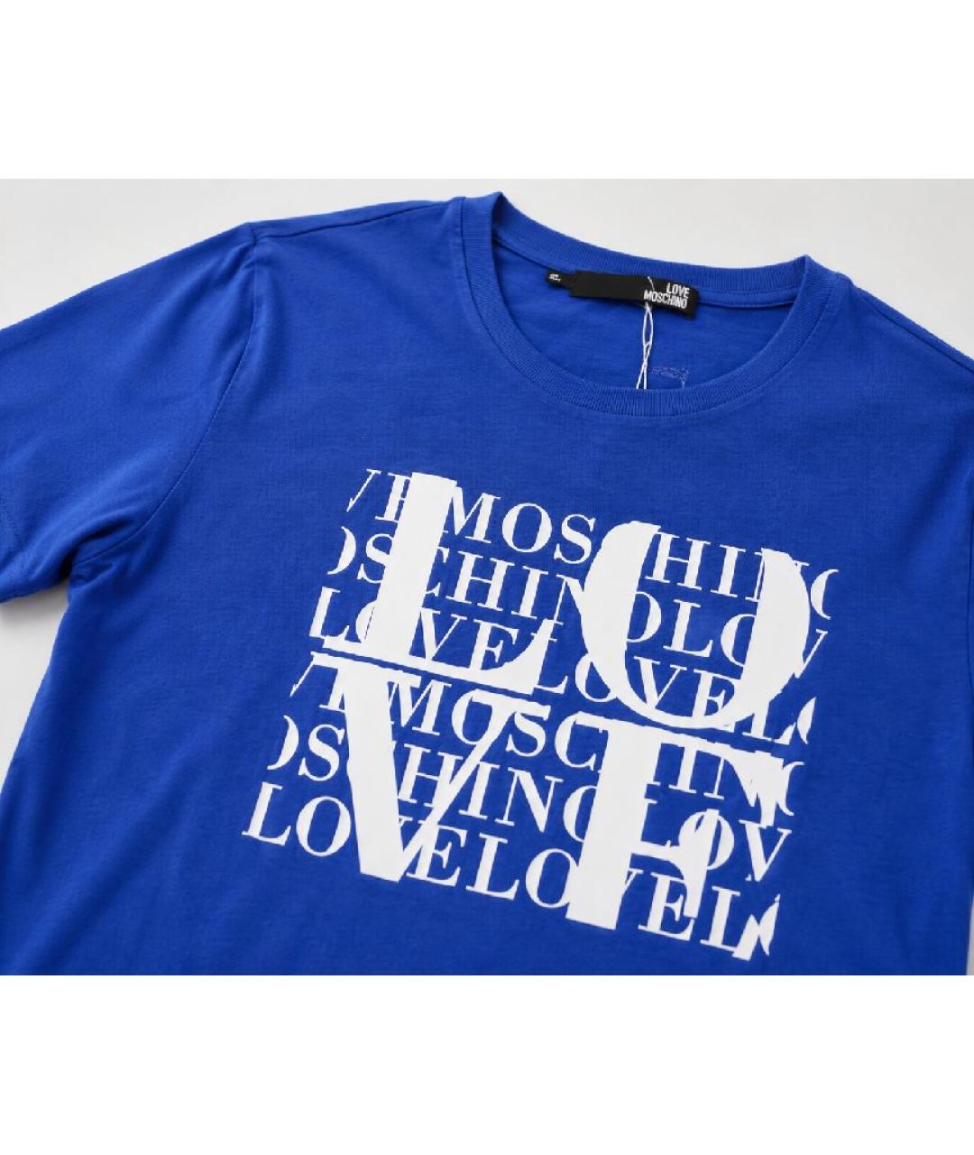 LOVE MOSCHINO Синяя хлопковая футболка, фото 3