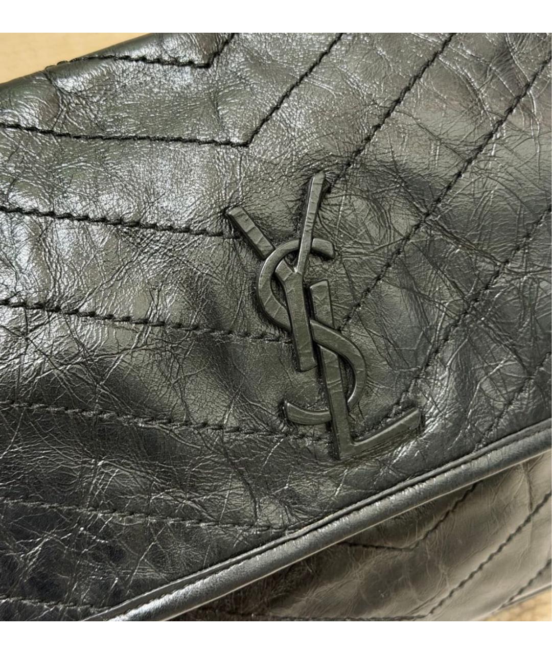 SAINT LAURENT Черная кожаная сумка через плечо, фото 4