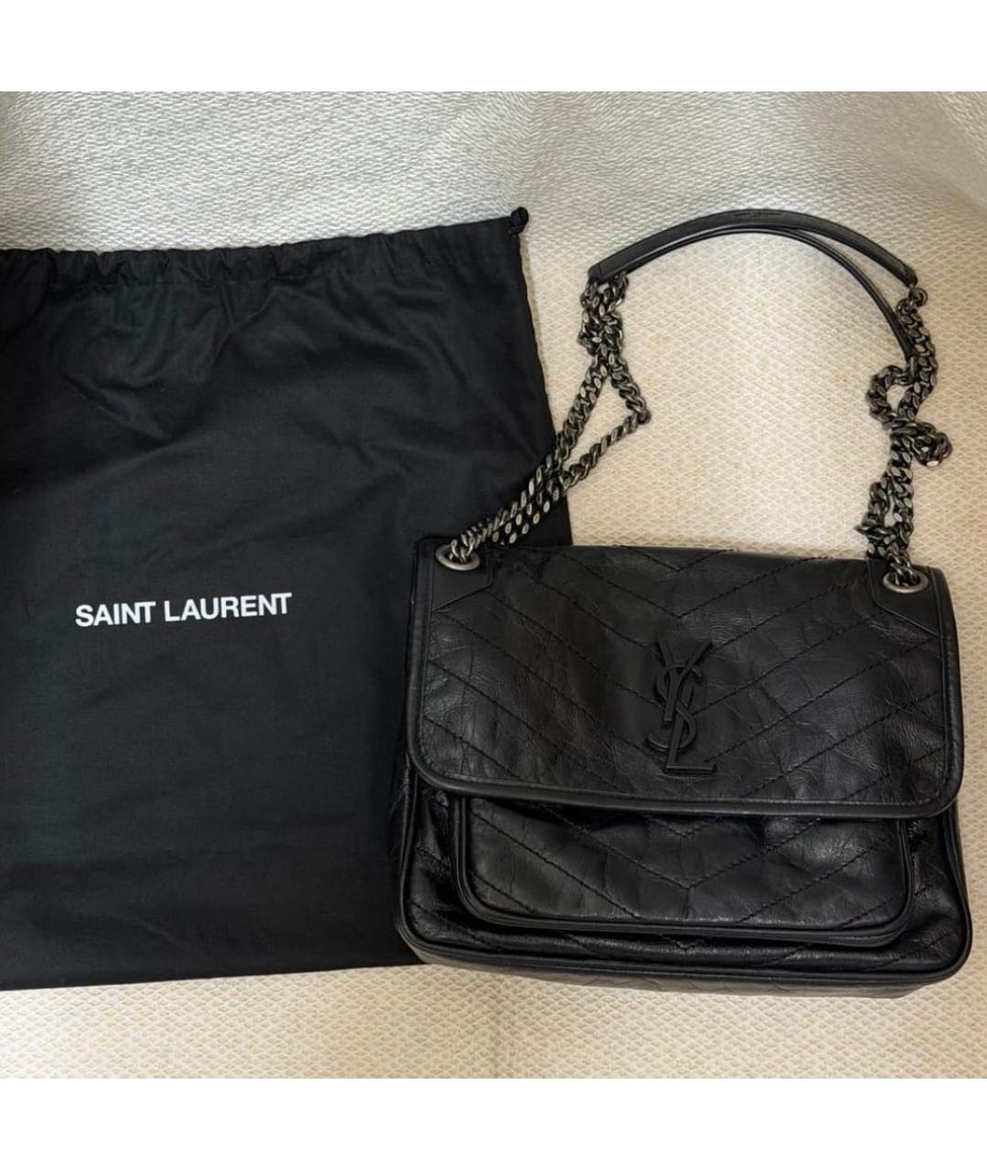 SAINT LAURENT Черная кожаная сумка через плечо, фото 2