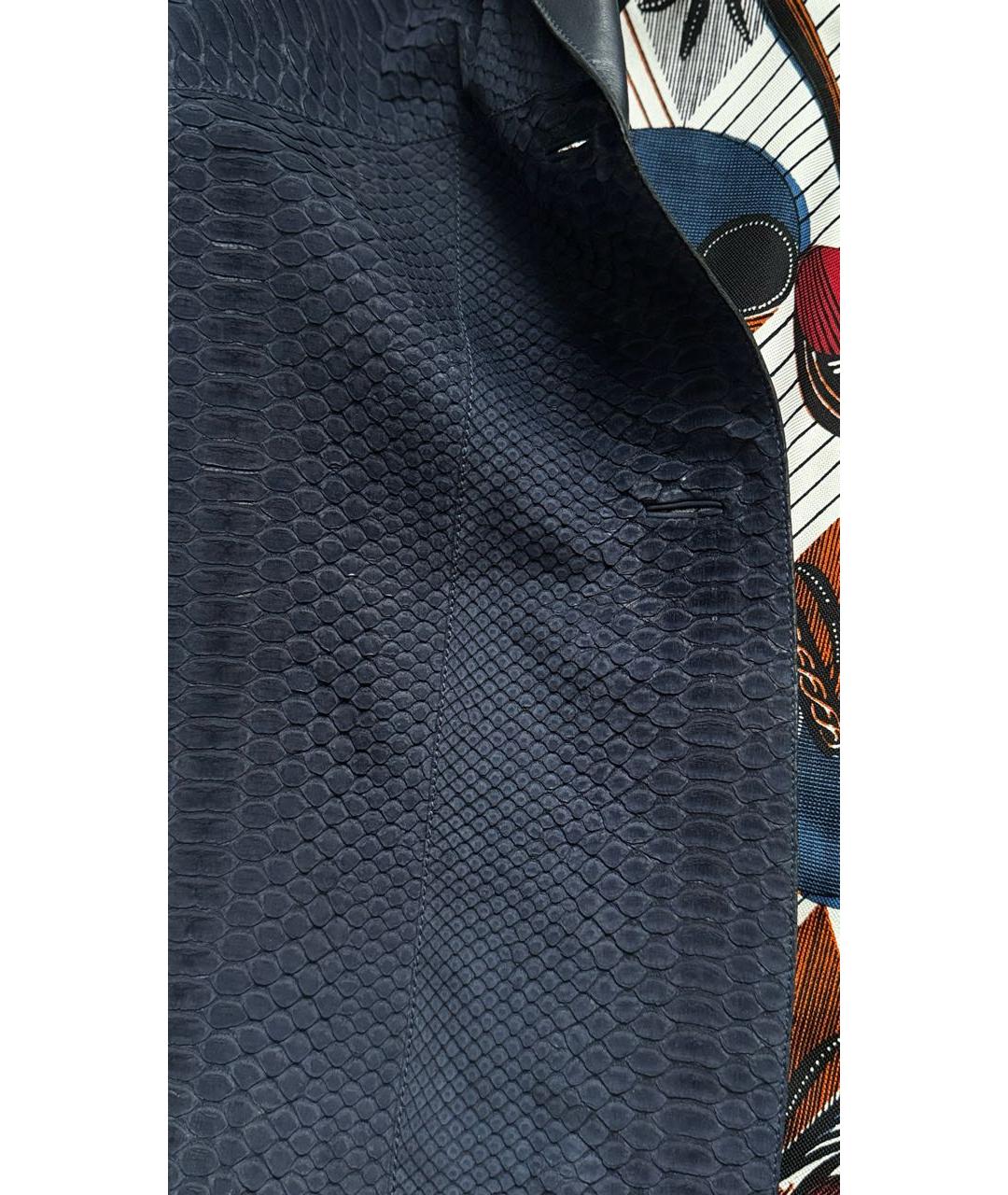 HERMES Темно-синяя куртка из кожи питона, фото 5