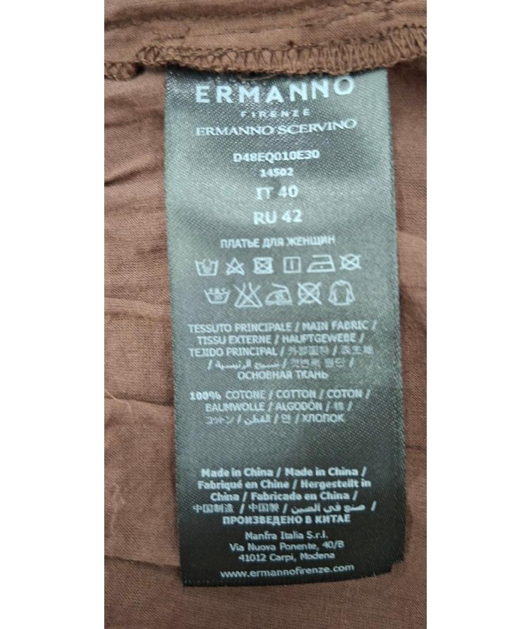 ERMANNO FIRENZE Коричневое хлопковое платье, фото 6