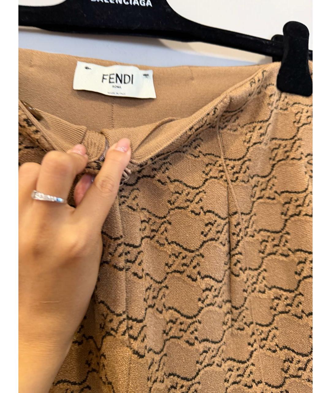FENDI Коричневый вискозный костюм с брюками, фото 7