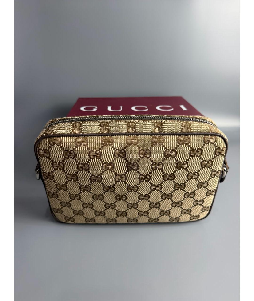 GUCCI Коричневая сумка на плечо из канвы, фото 2