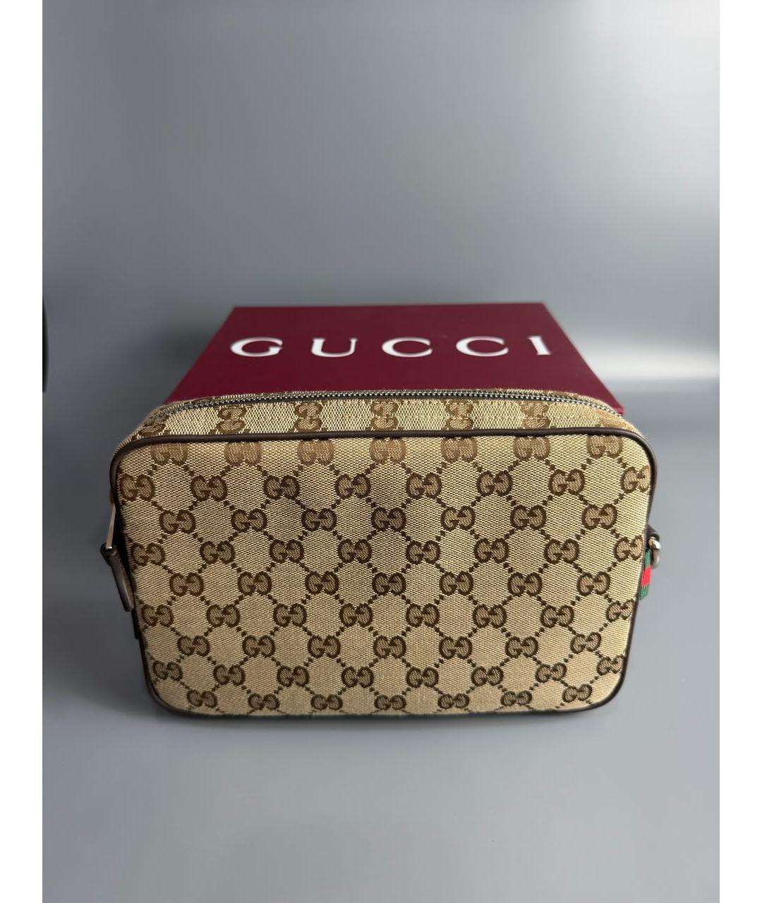 GUCCI Коричневая сумка на плечо из канвы, фото 9