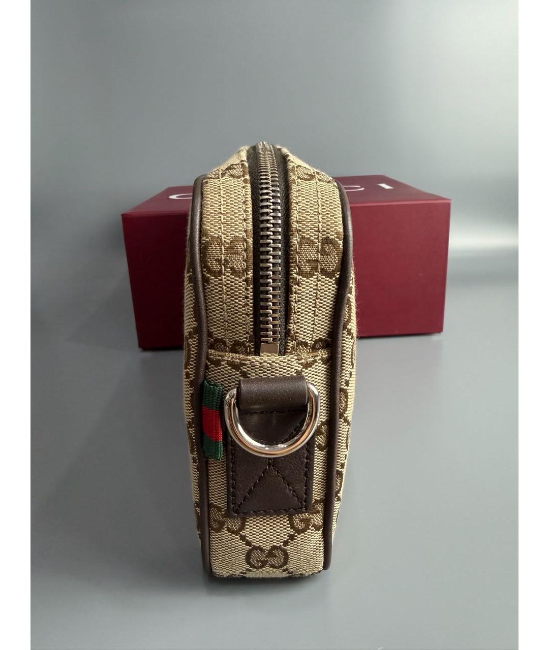GUCCI Коричневая сумка на плечо из канвы, фото 3