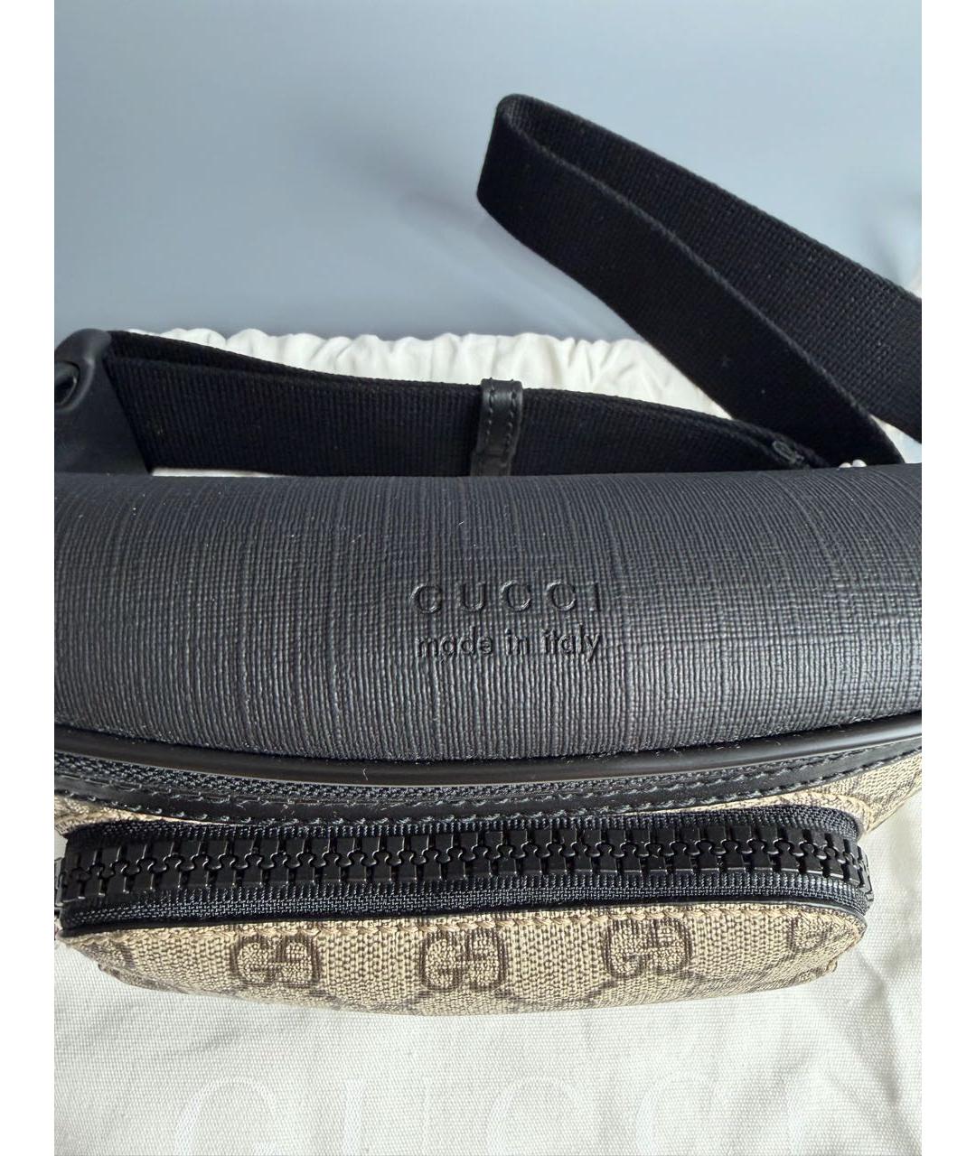 GUCCI Коричневая поясная сумка из канвы, фото 2