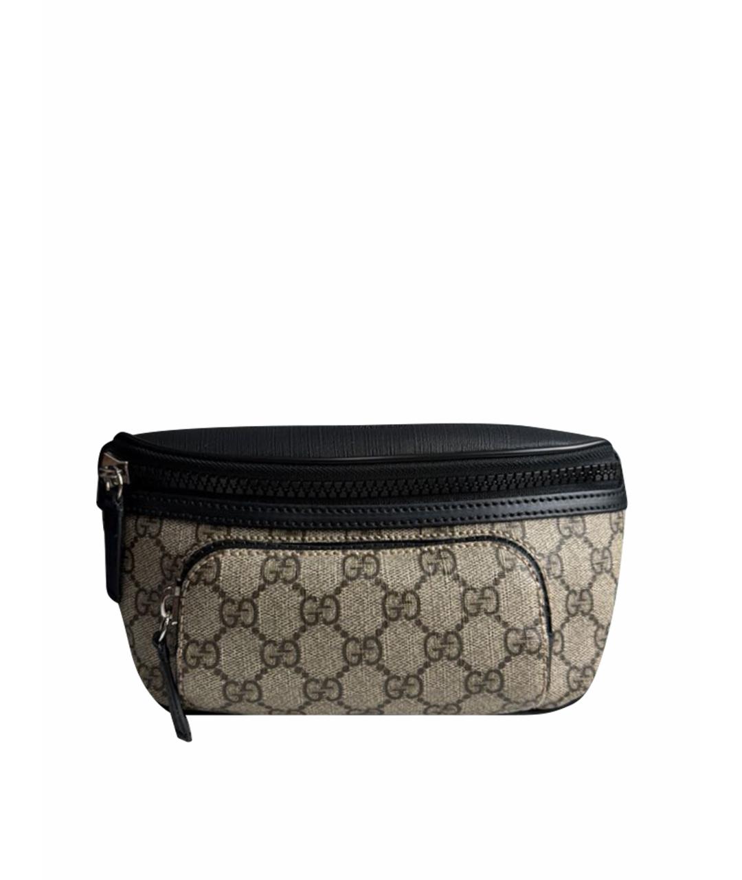 GUCCI Коричневая поясная сумка из канвы, фото 1