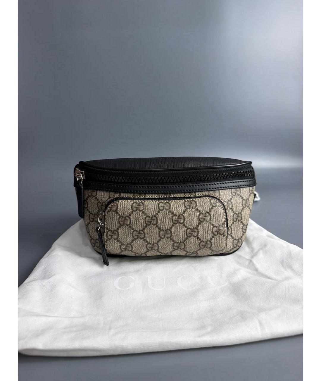 GUCCI Коричневая поясная сумка из канвы, фото 9