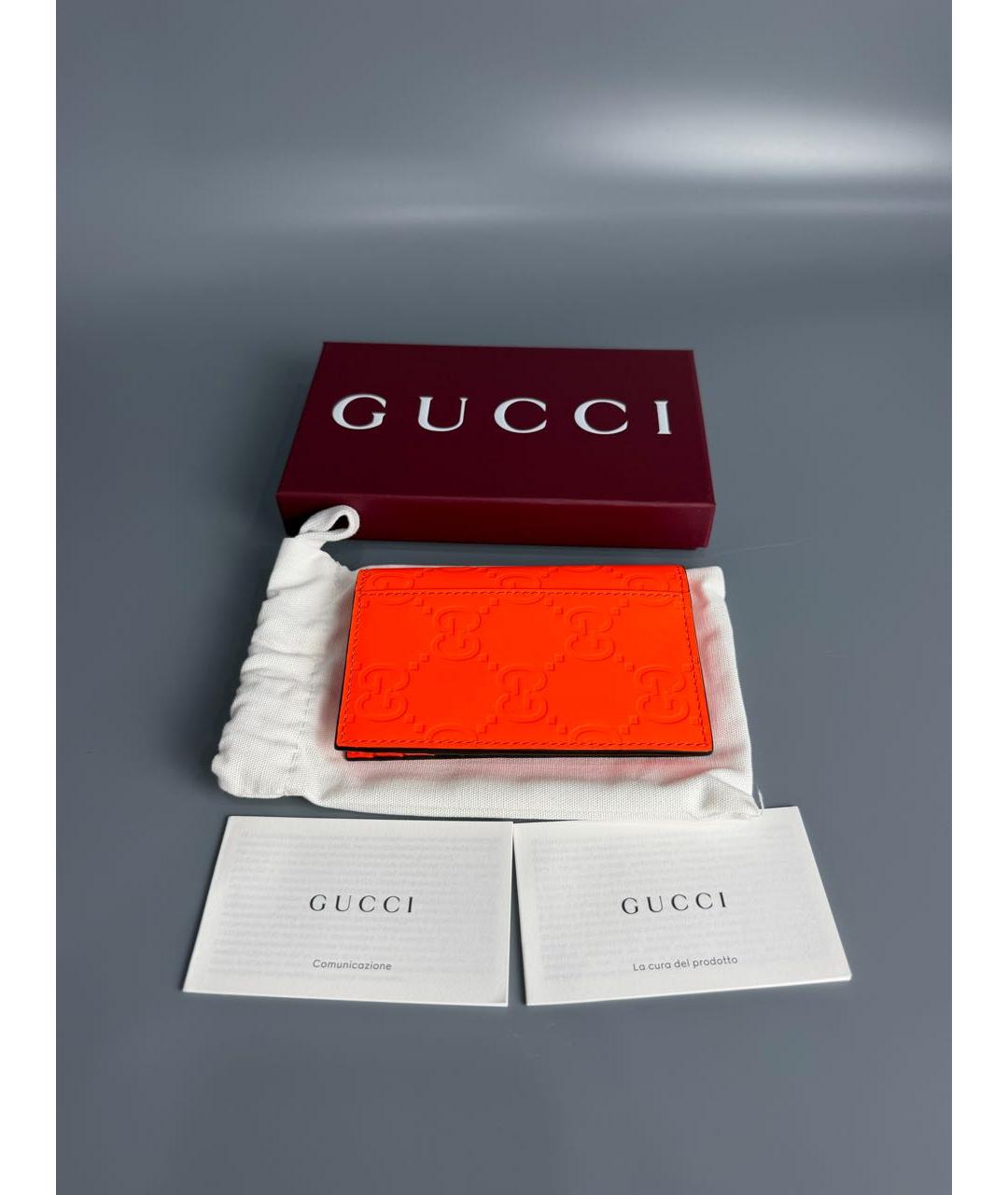 GUCCI Оранжевый кардхолдер из искусственной кожи, фото 5