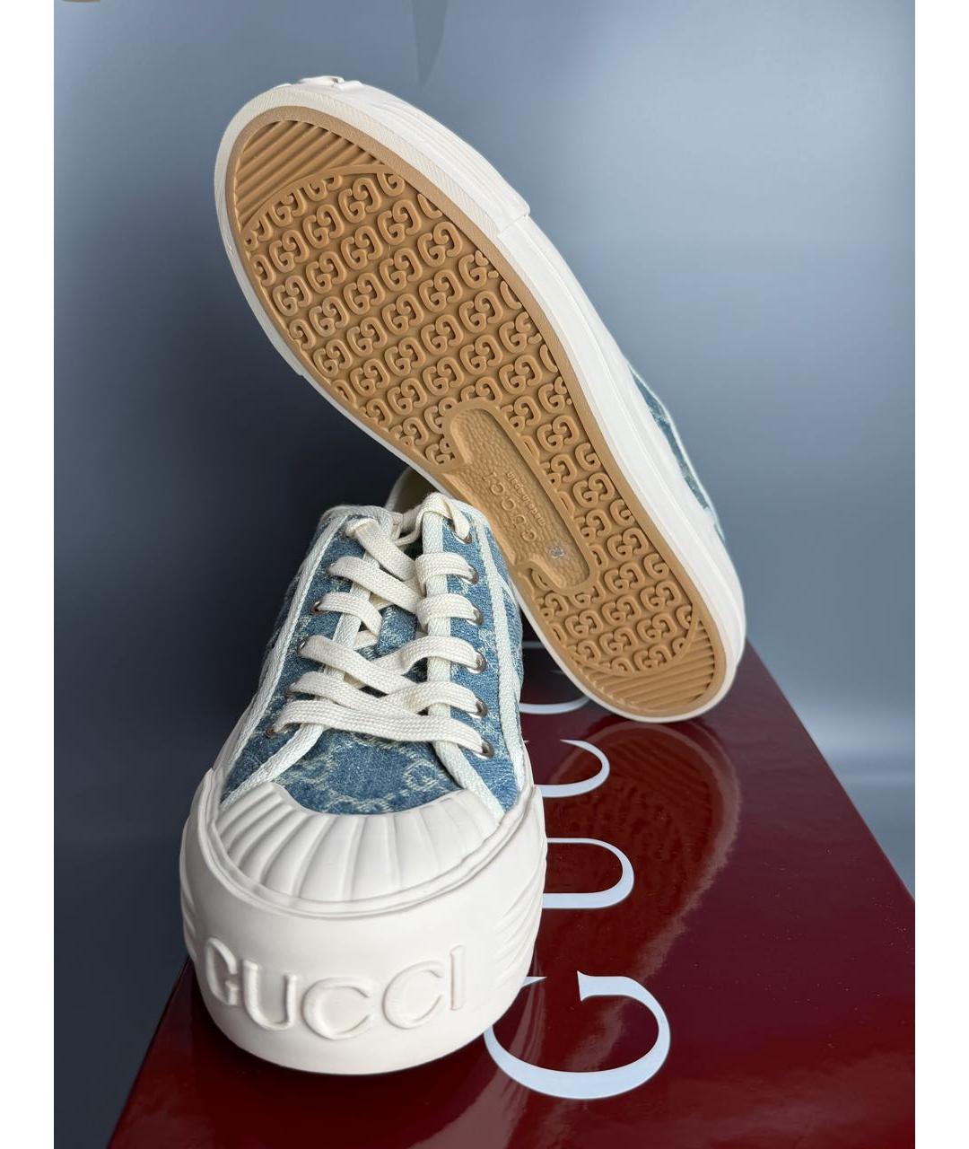 GUCCI Голубые текстильные кеды, фото 3