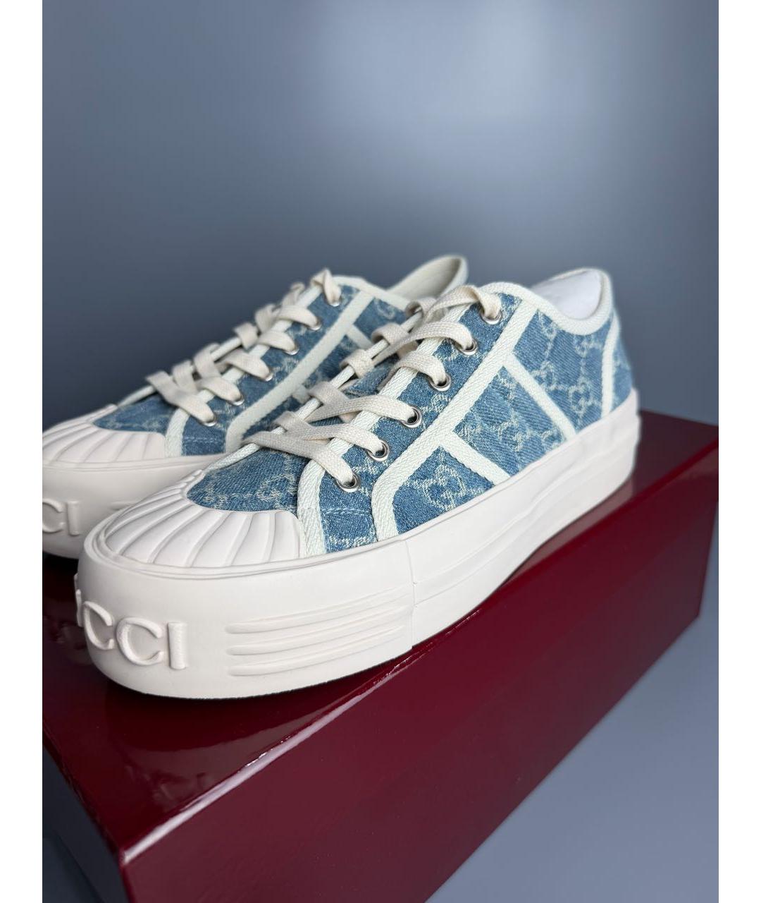 GUCCI Голубые текстильные кеды, фото 2