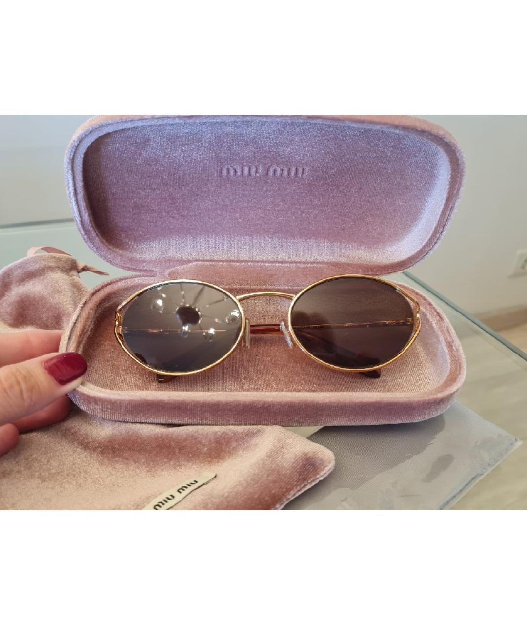 MIU MIU Коричневые металлические солнцезащитные очки, фото 8