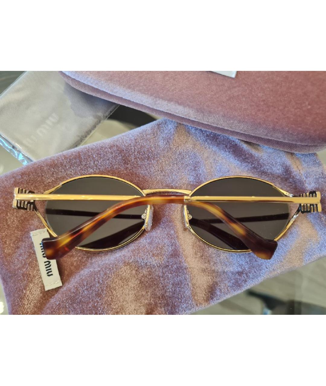 MIU MIU Коричневые металлические солнцезащитные очки, фото 3