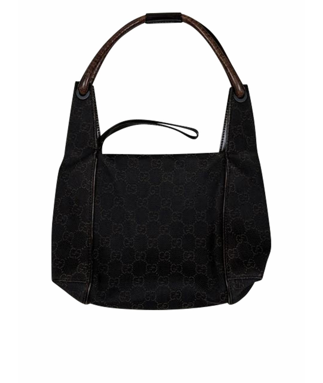 GUCCI Коричневая сумка с короткими ручками из канвы, фото 1