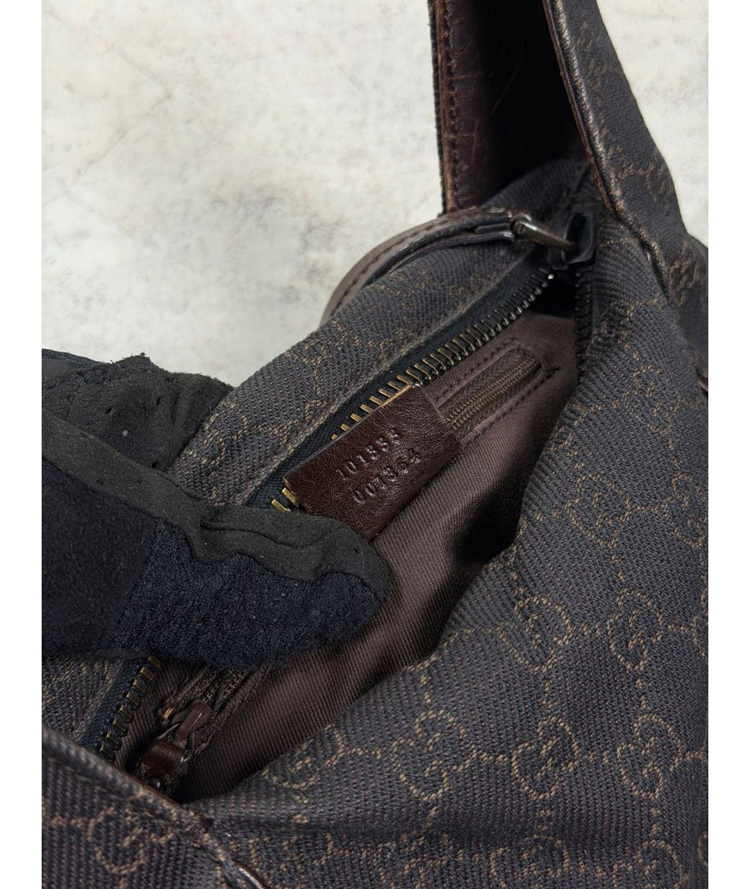 GUCCI Коричневая сумка с короткими ручками из канвы, фото 7