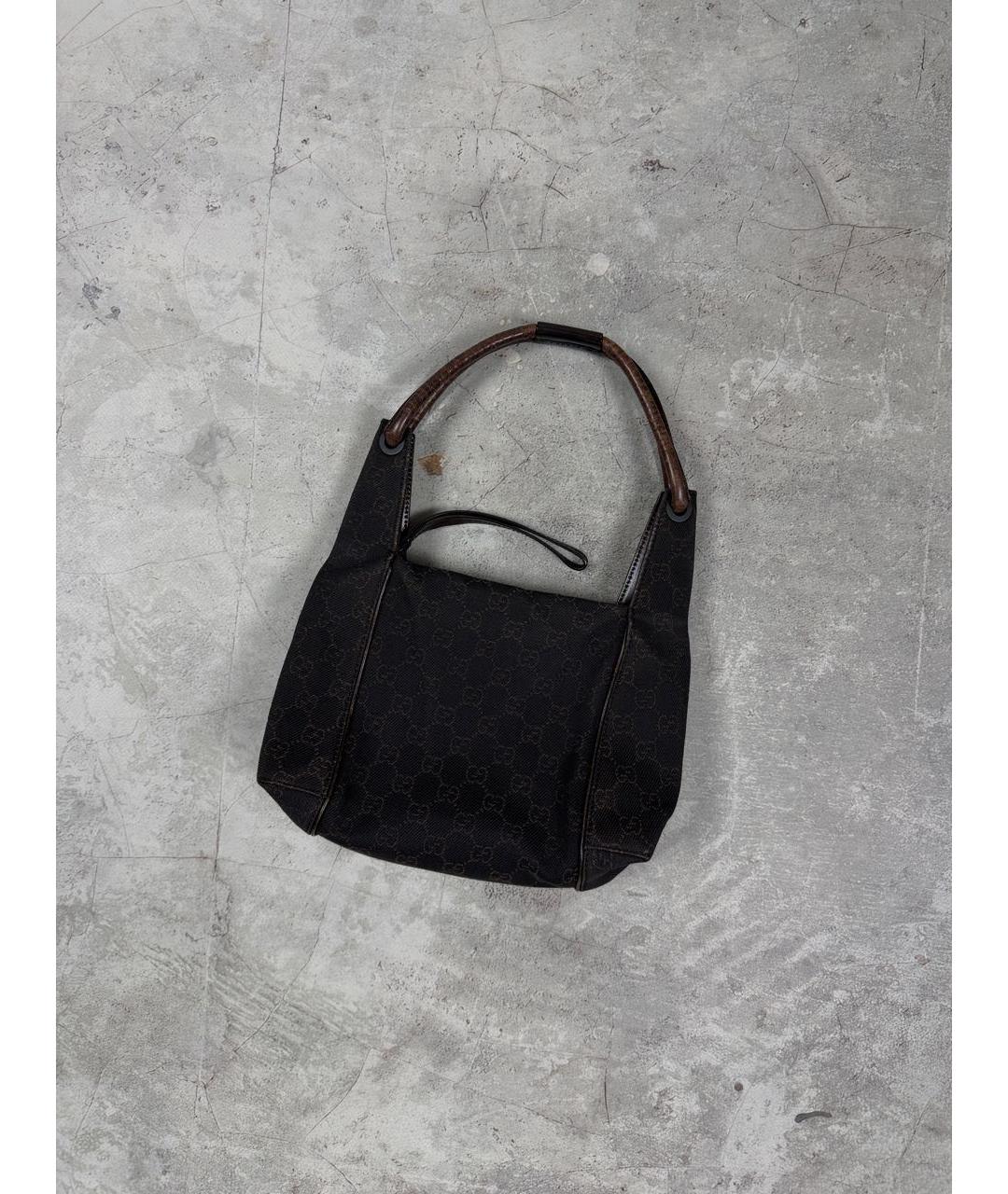 GUCCI Коричневая сумка с короткими ручками из канвы, фото 3