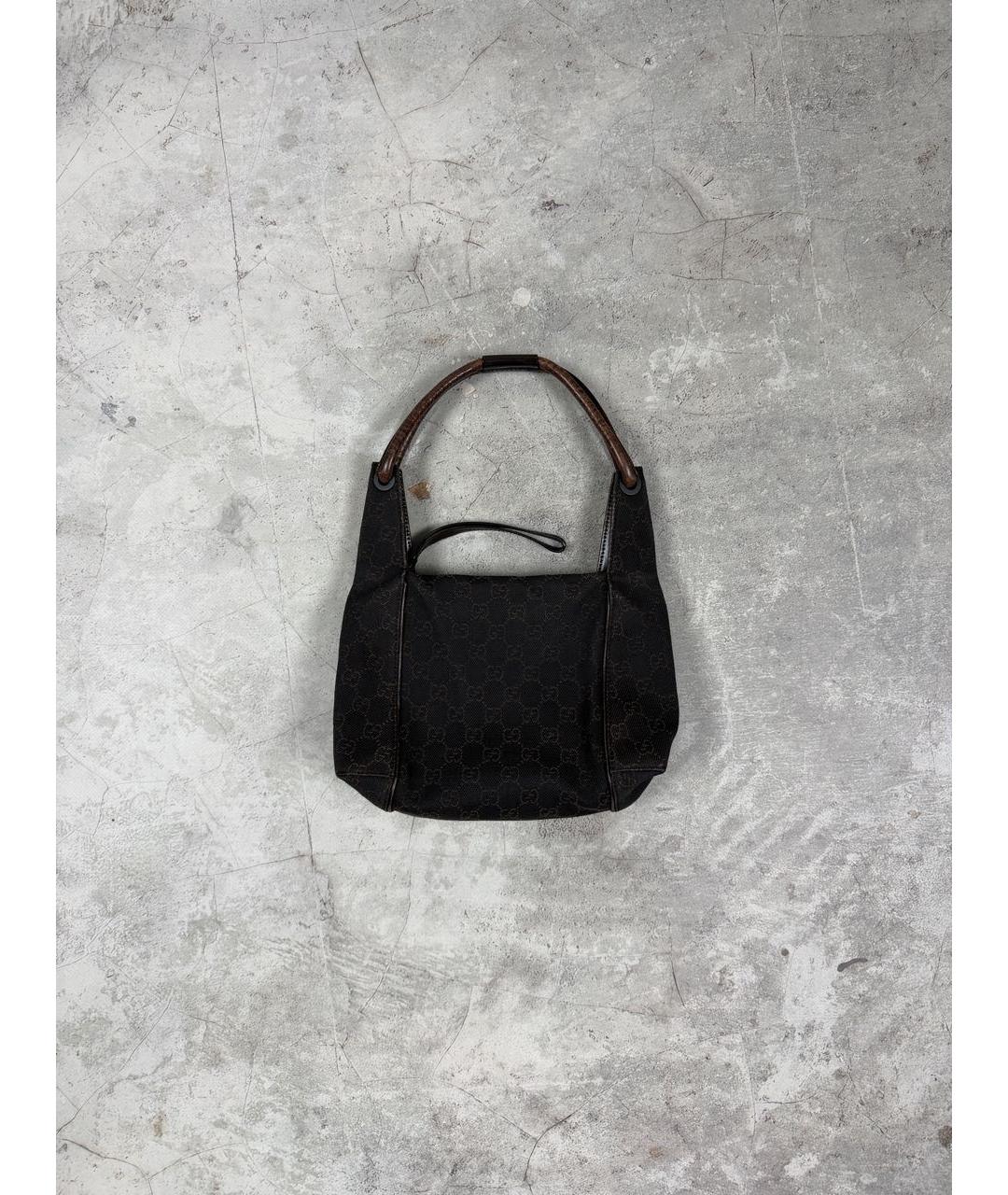 GUCCI Коричневая сумка с короткими ручками из канвы, фото 9