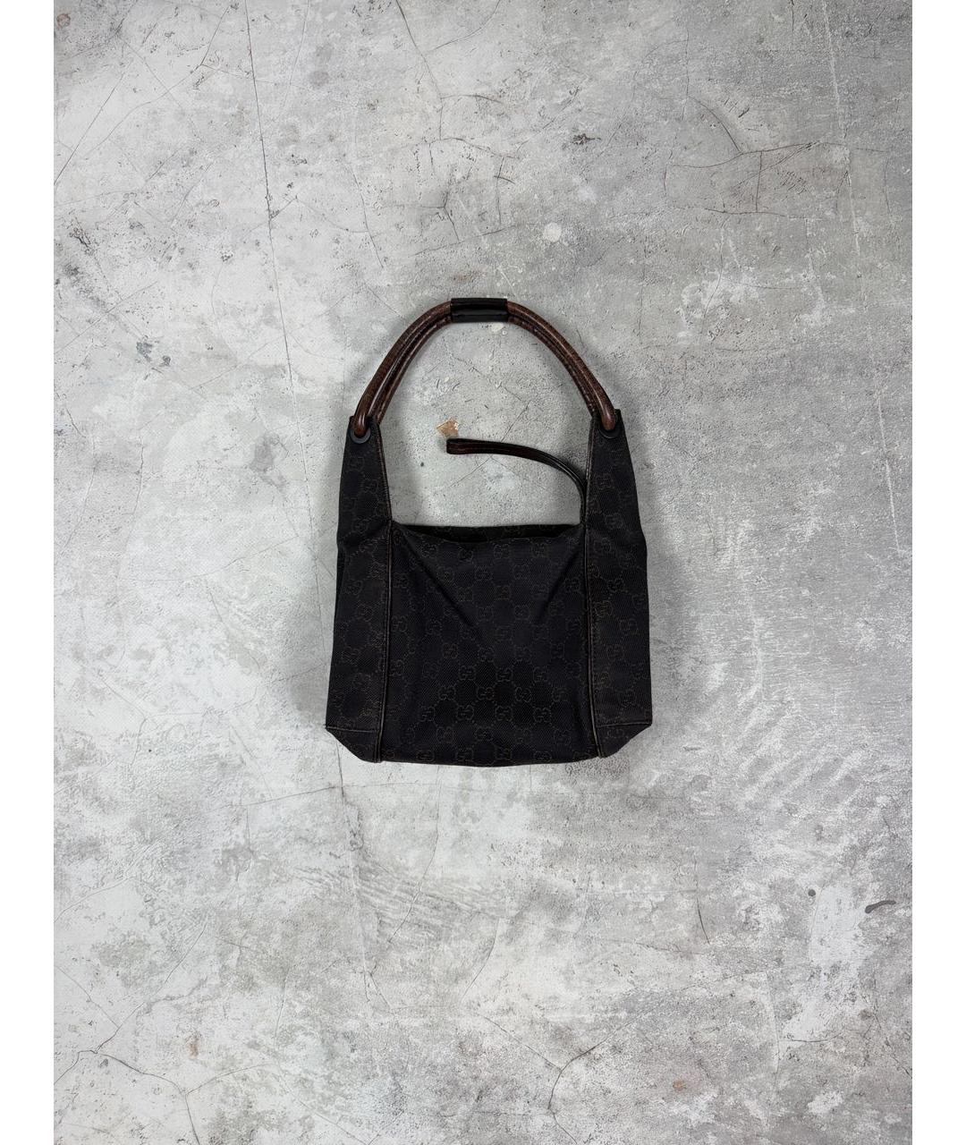 GUCCI Коричневая сумка с короткими ручками из канвы, фото 2