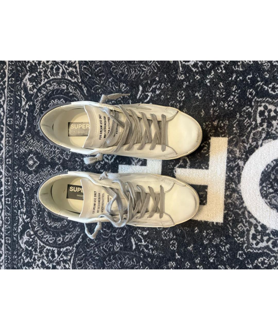 GOLDEN GOOSE Белые кожаные низкие кроссовки / кеды, фото 2