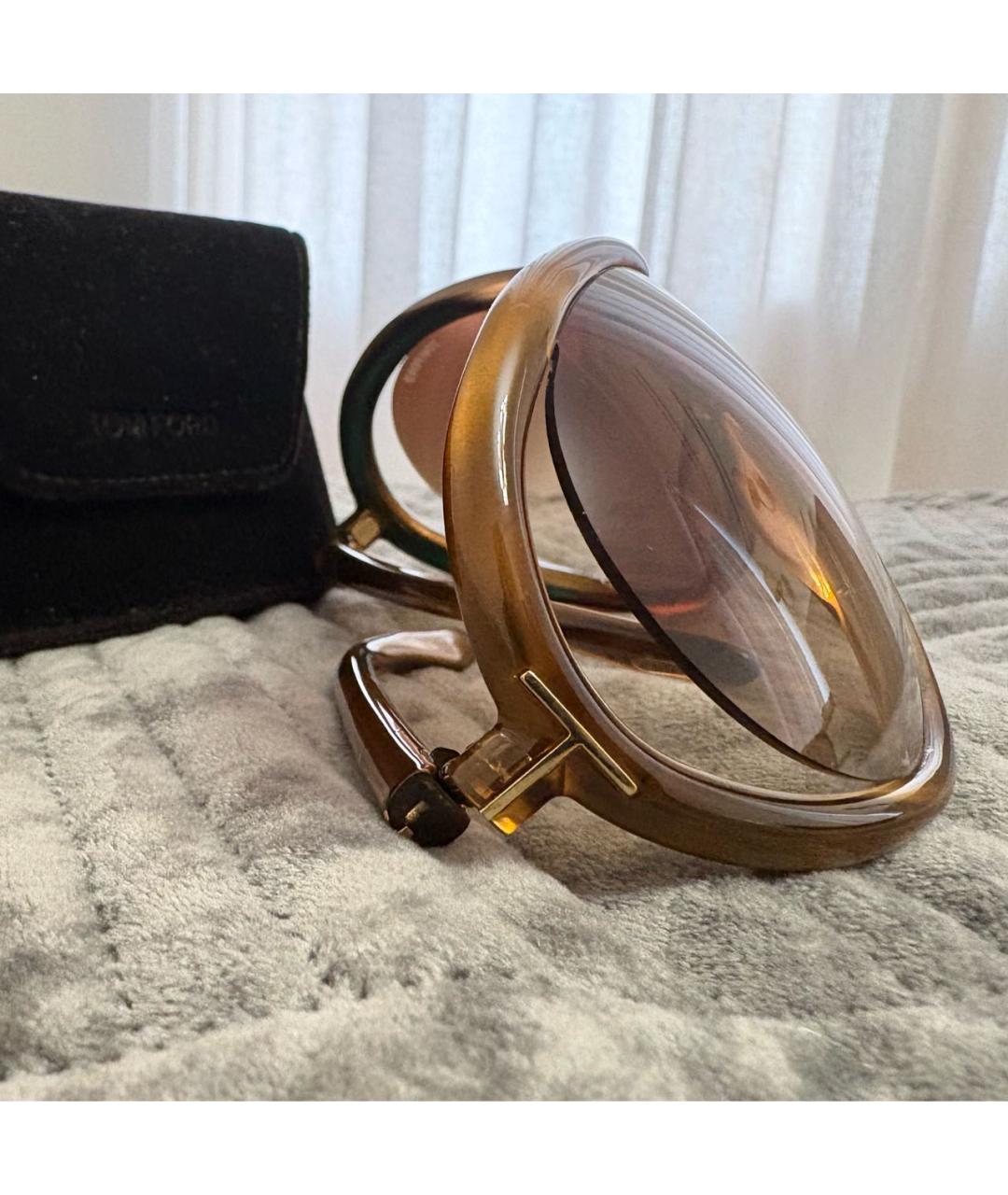 TOM FORD Коричневые пластиковые солнцезащитные очки, фото 3