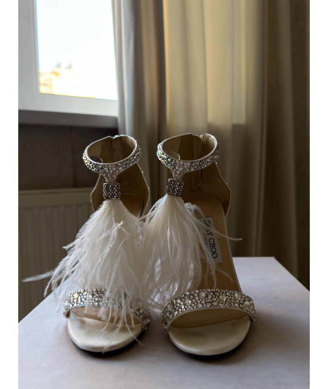 JIMMY CHOO Белые кожаные босоножки, фото 2