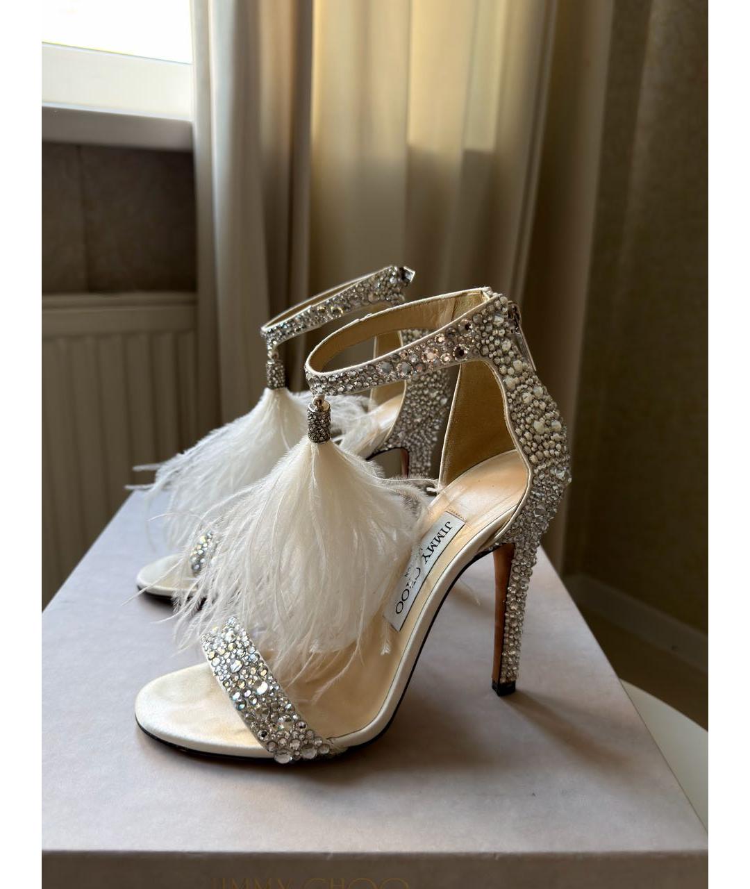 JIMMY CHOO Белые кожаные босоножки, фото 3