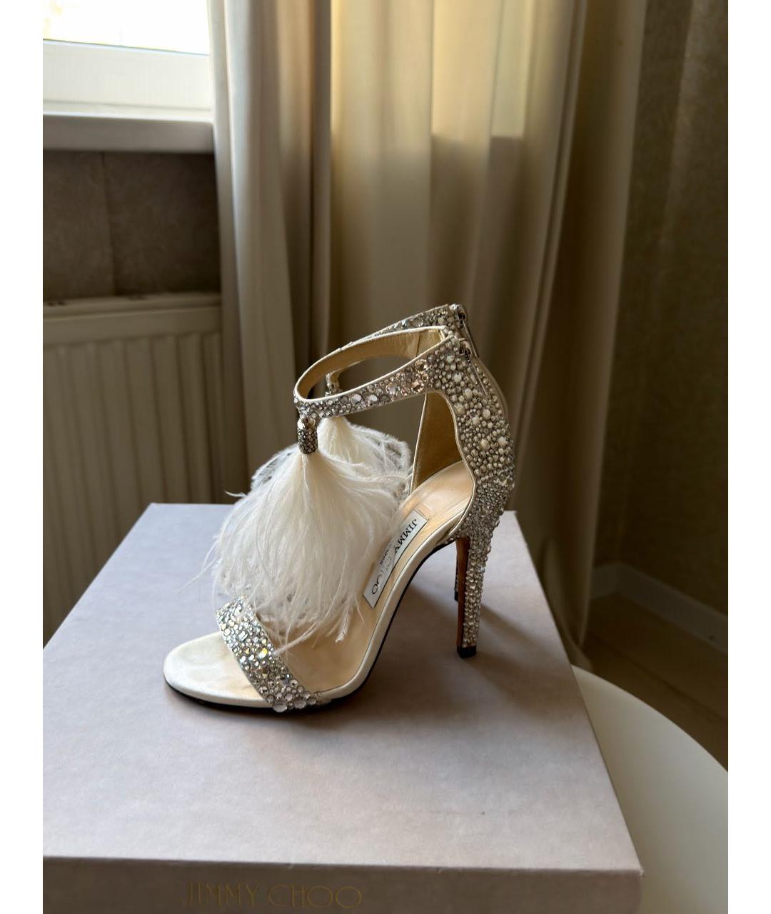 JIMMY CHOO Белые кожаные босоножки, фото 8