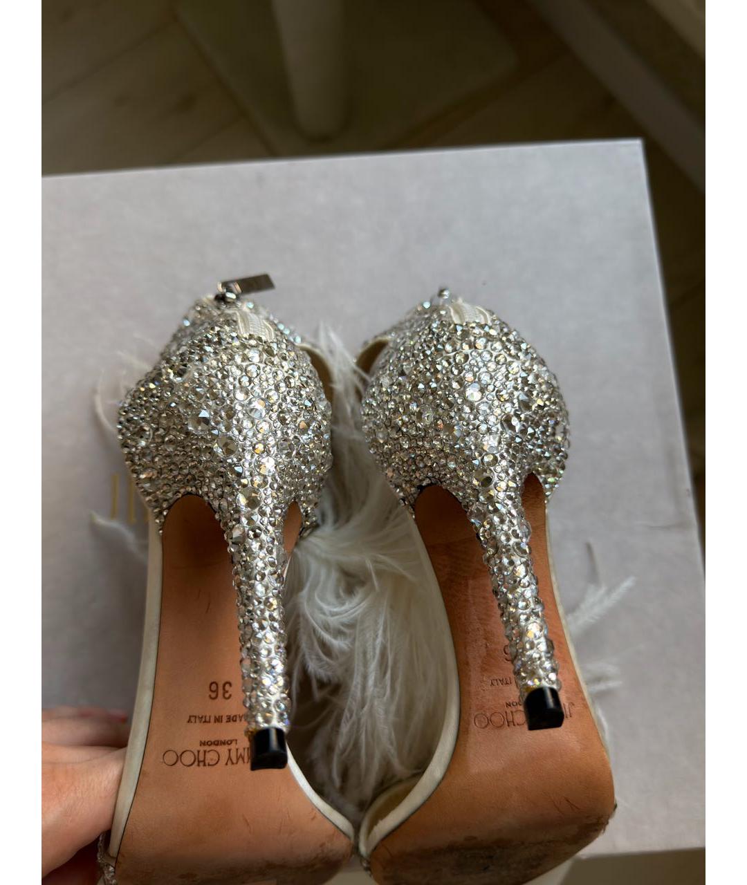 JIMMY CHOO Белые кожаные босоножки, фото 4