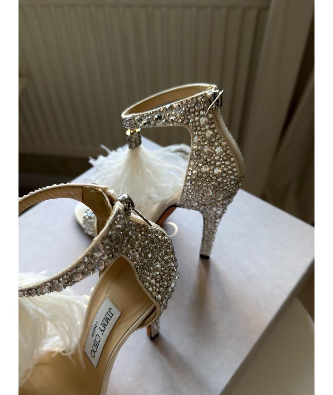 JIMMY CHOO Белые кожаные босоножки, фото 5