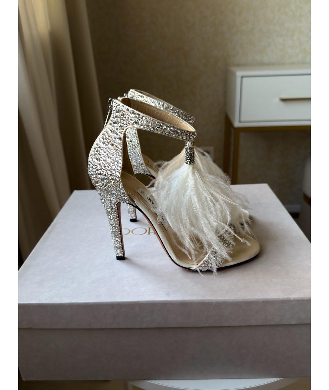 JIMMY CHOO Белые кожаные босоножки, фото 6