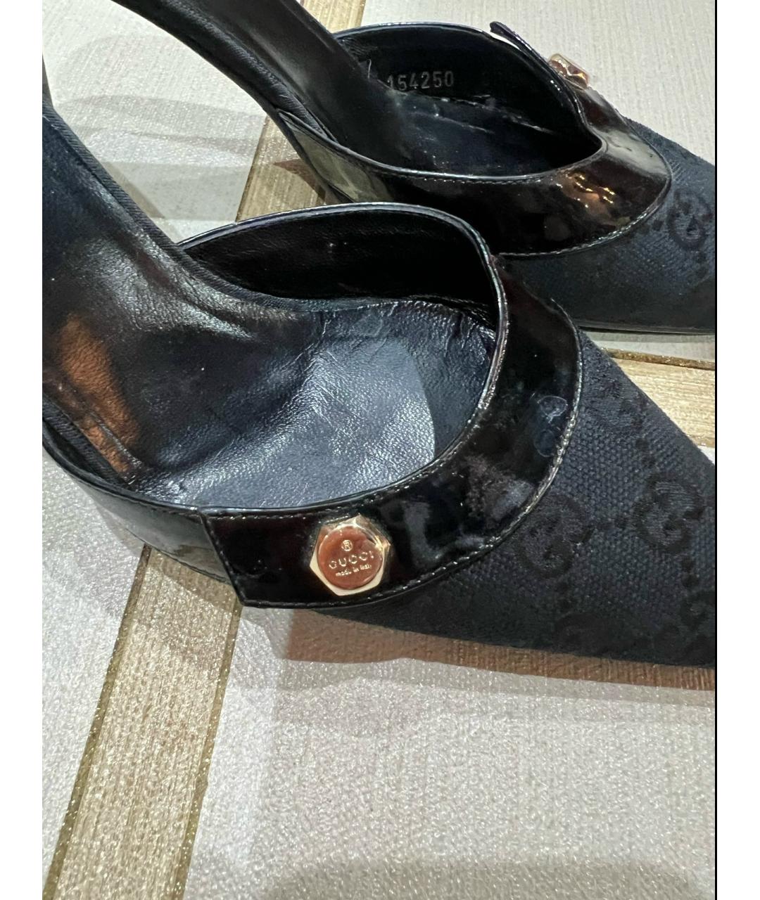 GUCCI Черные текстильные мюли, фото 4