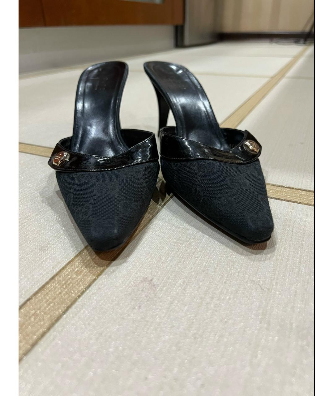 GUCCI Черные текстильные мюли, фото 2