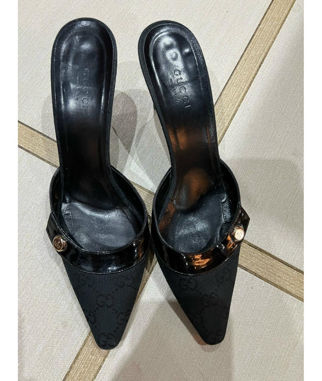 GUCCI Черные текстильные мюли, фото 3