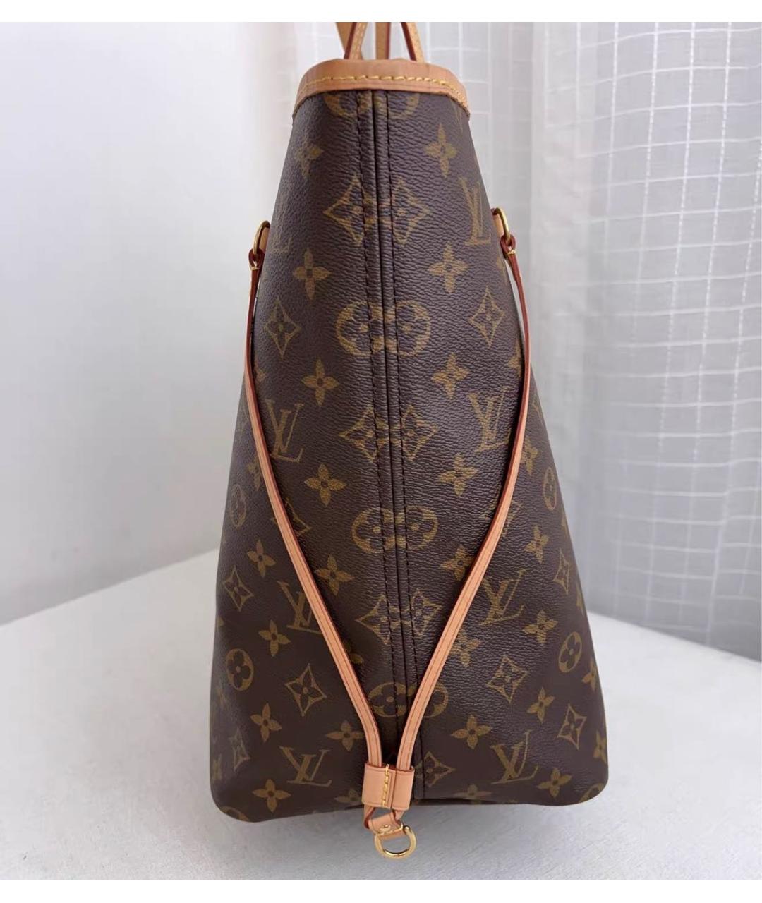 LOUIS VUITTON Коричневая кожаная сумка тоут, фото 3