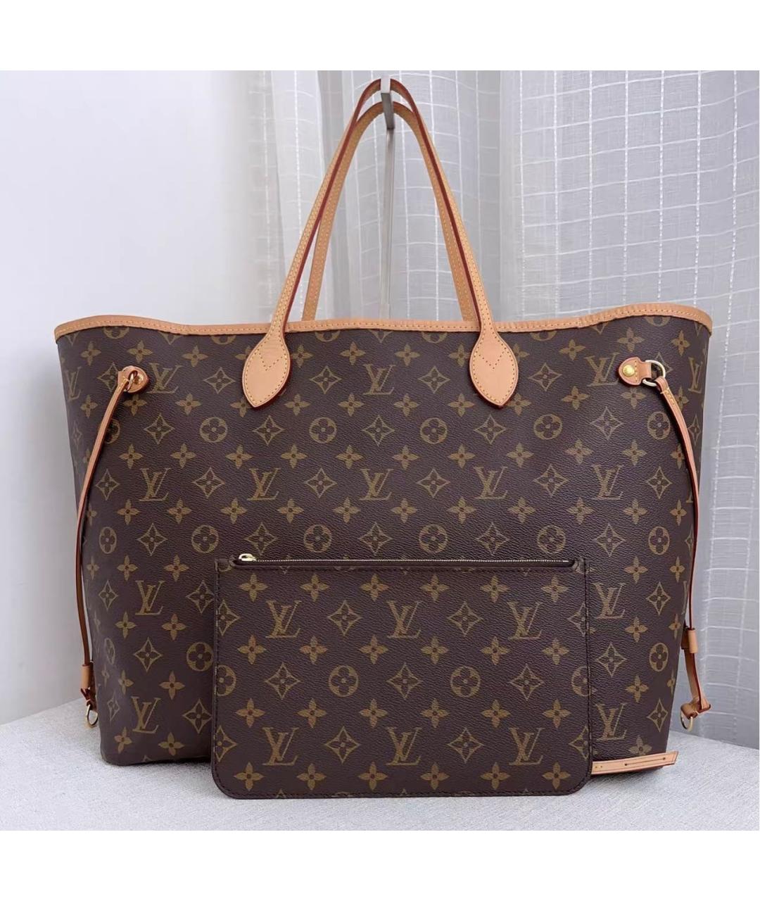 LOUIS VUITTON Коричневая кожаная сумка тоут, фото 9