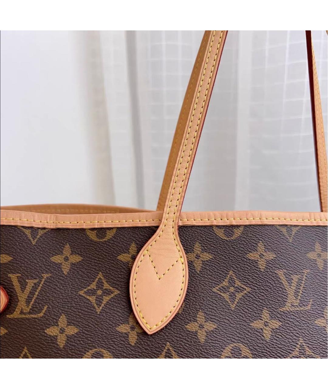 LOUIS VUITTON Коричневая кожаная сумка тоут, фото 7