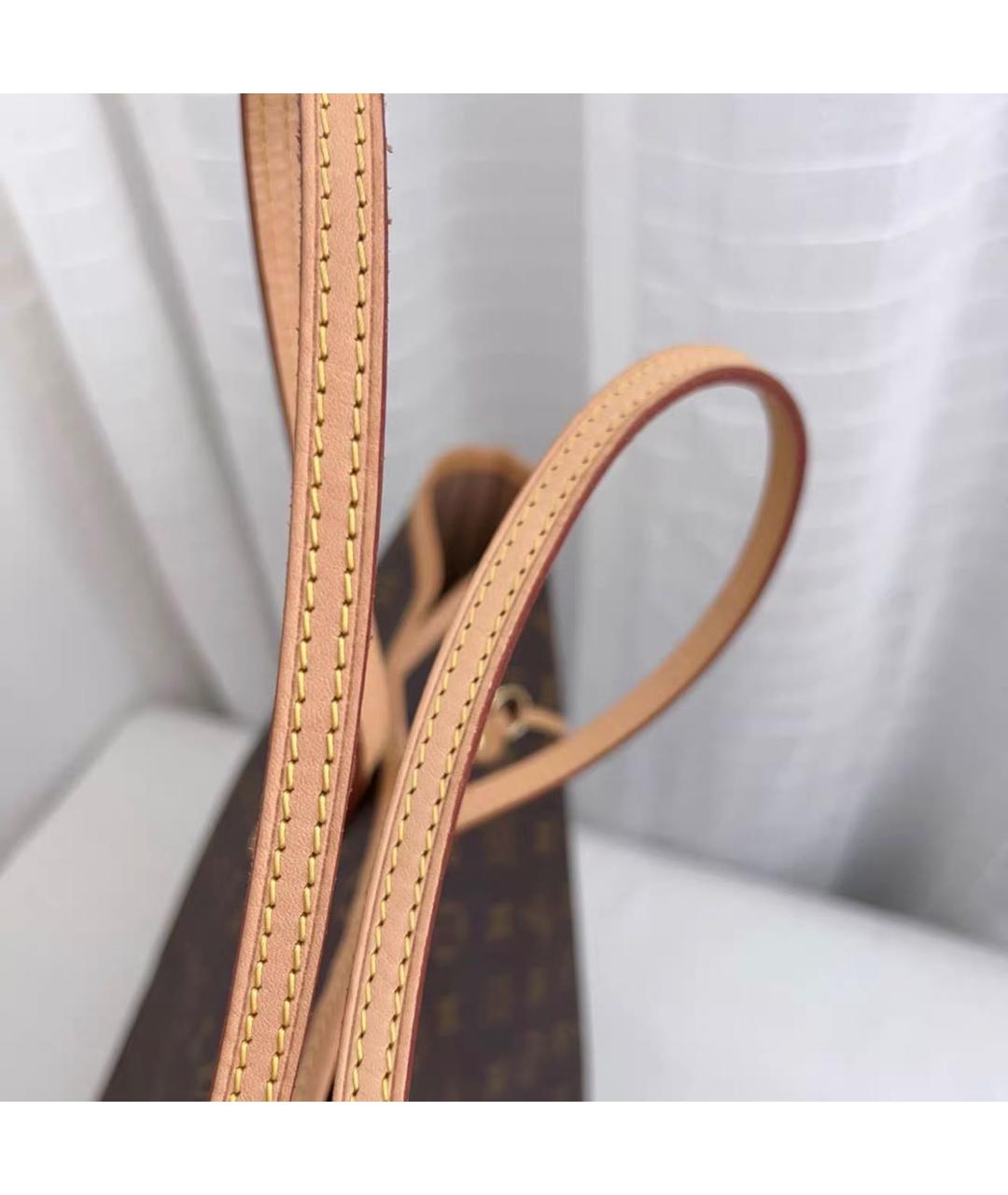 LOUIS VUITTON Коричневая кожаная сумка тоут, фото 5